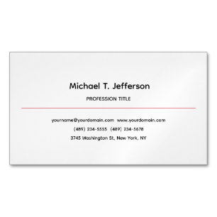 Classical Elegant Plain Simple White Magnetic Business Card