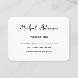 Classical Elegant Plain Simple White Minimalist Business Card