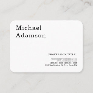Classical Elegant Plain Simple White Minimalist Business Card
