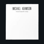 Classical Elegant Plain Simple White Minimalist Notepad<br><div class="desc">Choose from Different Card Types and Sizes. Trendy Retro Style Business Card Template For All Needs.</div>