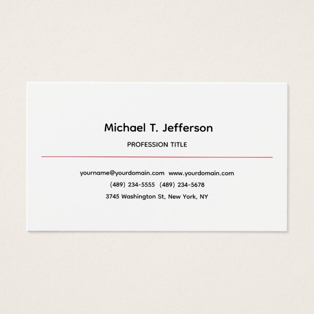 Classical Elegant Plain Simple White Profile Card (Front)