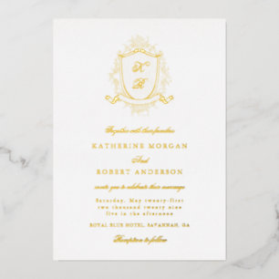 Classical Floral Crest Elegant Wedding Invitation