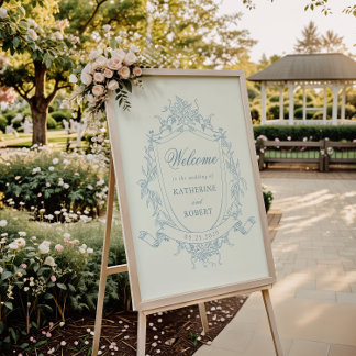 Classical Floral Wedding Crest Welcome Poster