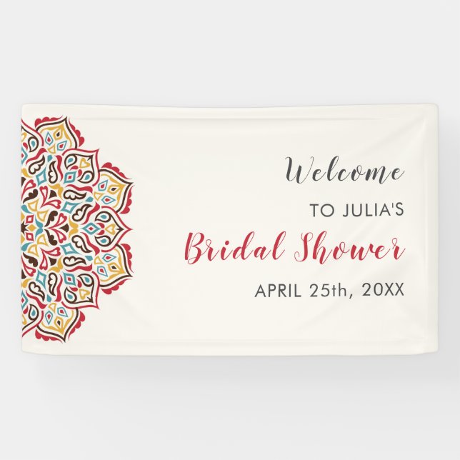 Classical Geometric Mandala Pattern Bridal Shower Banner (Horizontal)