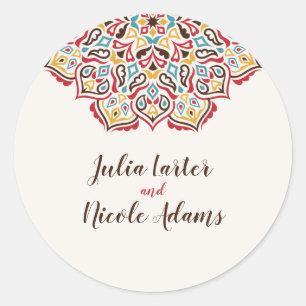 Classical Geometric Mandala Pattern Wedding Classic Round Sticker