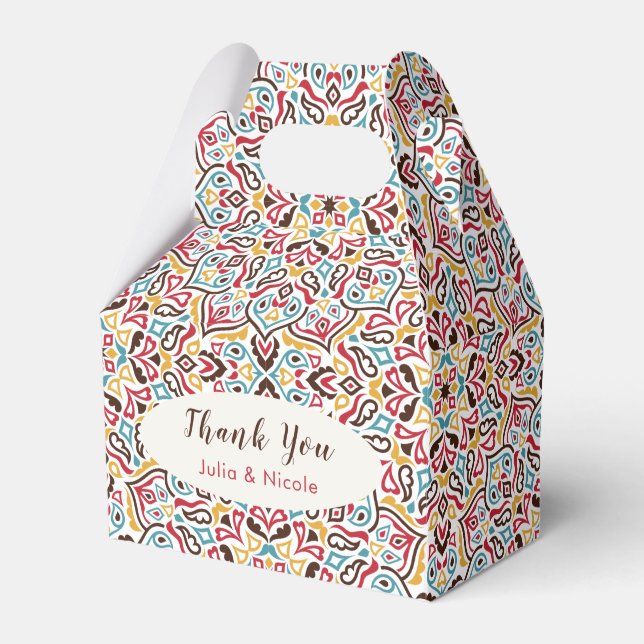 Classical Geometric Mandala Pattern Wedding Favor Box (Front Side)