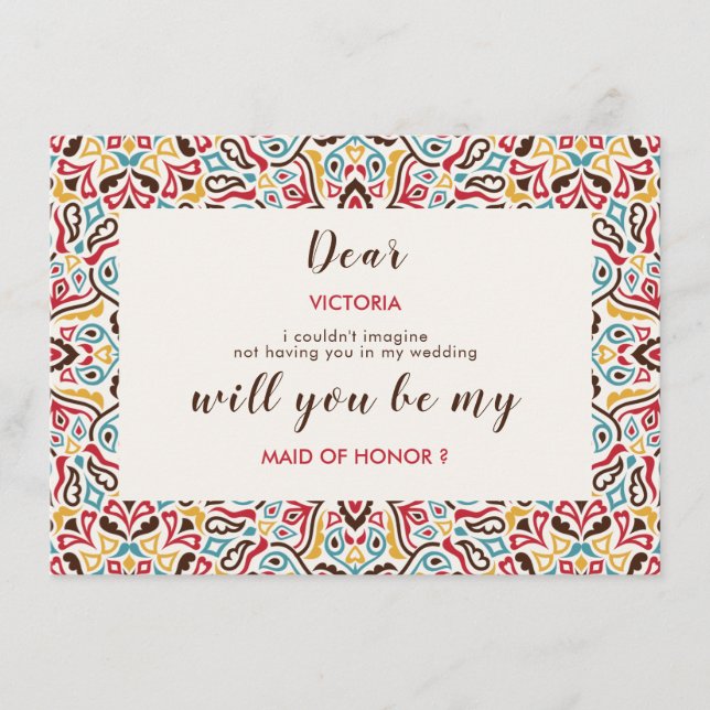 Classical Geometric Mandala Pattern Wedding Menu (Front)