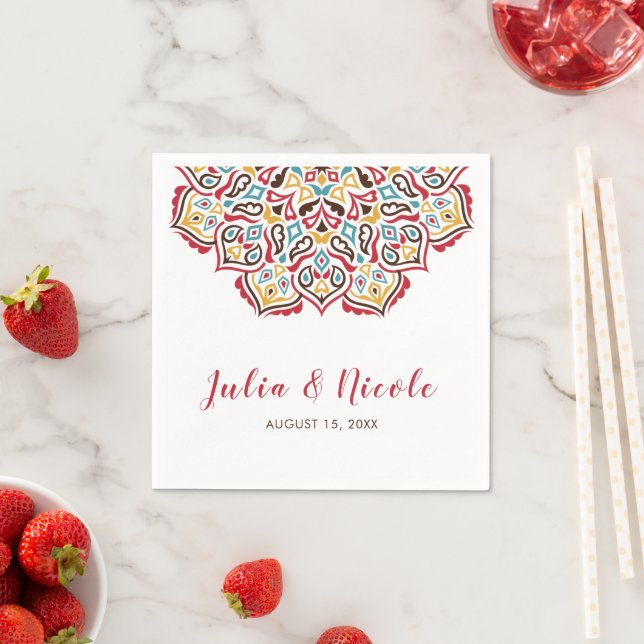 Classical Geometric Mandala Pattern Wedding Napkin (Insitu)