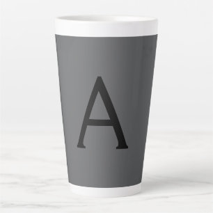 Classical Grey Simple Monogram Add Name Initial Latte Mug