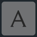 Classical Grey Simple Monogram Add Name Initial Square Sticker<br><div class="desc">Modern Professional Simple Design.</div>