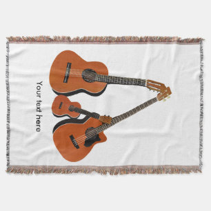 Classical Guitar Acoustic Bass and Ukulele Throw Blanket