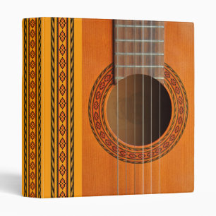 Classical guitar with red and green inlay binder