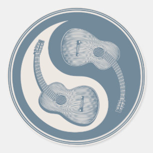 Classical Guitar Yin Yang Classic Round Sticker