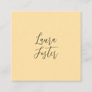 Classical Handwriting Elegant Name Beige Colour Square Business Card