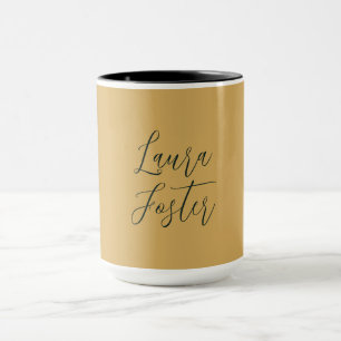 Classical Handwriting Elegant Name Gold Colour Mug
