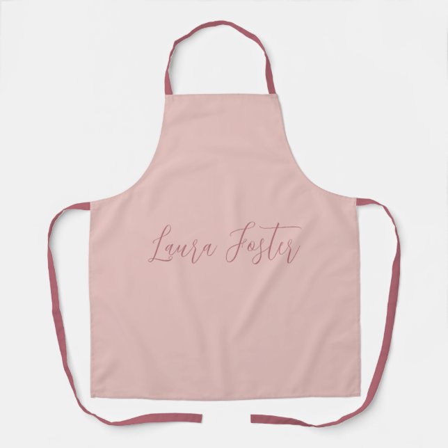 Classical Handwriting Elegant Name Rose Gold Apron (Front)