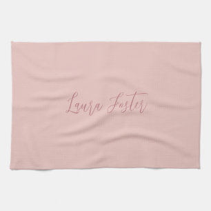 Classical Handwriting Elegant Name Rose Gold Kitchen Towel