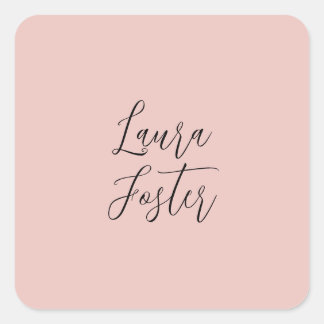 Classical Handwriting Elegant Name Rose Gold Square Sticker