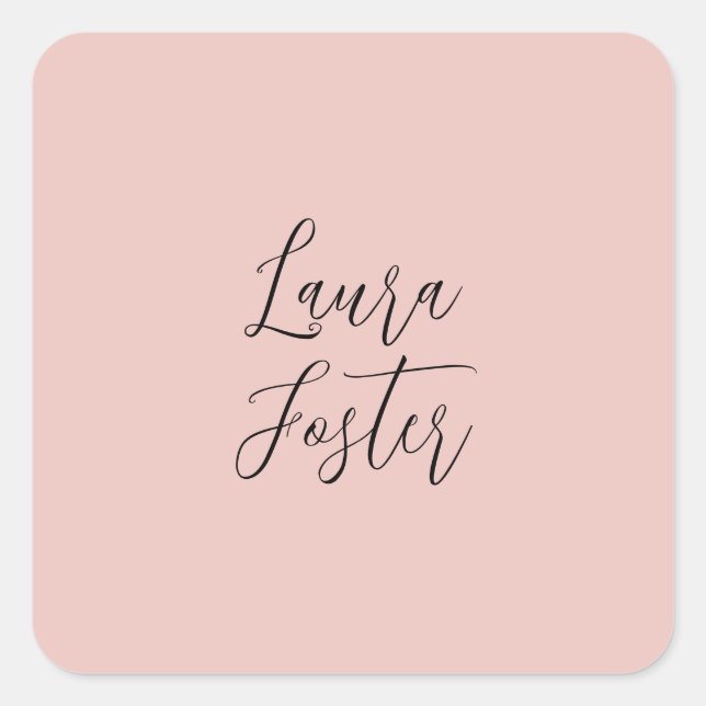 Classical Handwriting Elegant Name Rose Gold Square Sticker (Front)