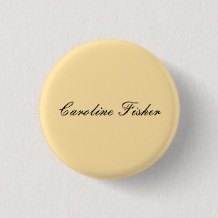 Classical Handwriting Plain Simple Beige 1 Inch Round Button