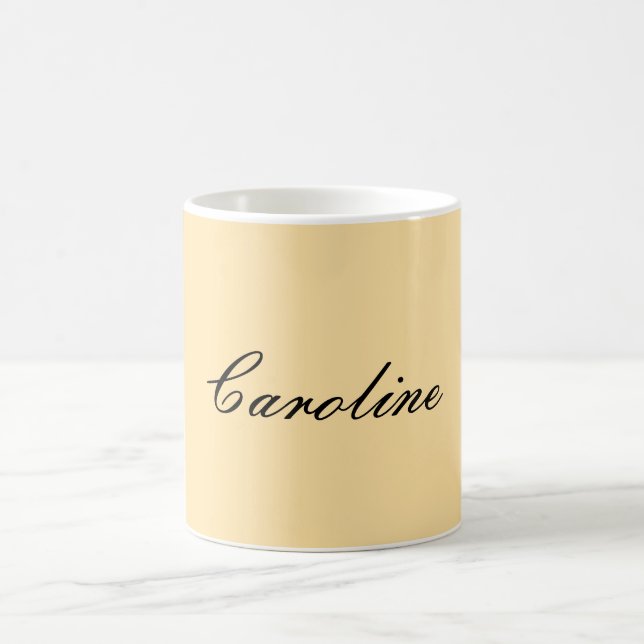 Classical Handwriting Plain Simple Beige Coffee Mug (Center)