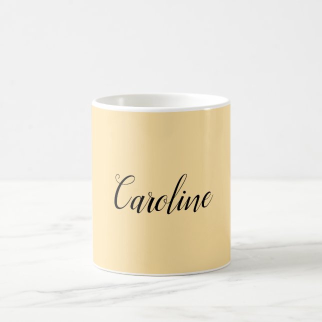 Classical Handwriting Plain Simple Beige Coffee Mug (Center)