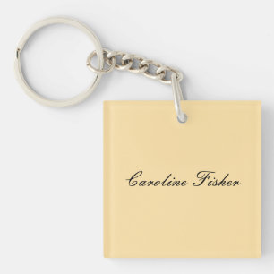 Classical Handwriting Plain Simple Beige Keychain