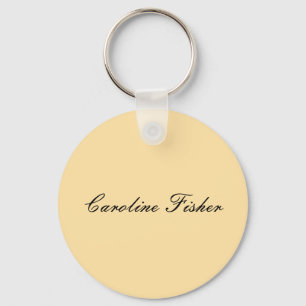 Classical Handwriting Plain Simple Beige Keychain