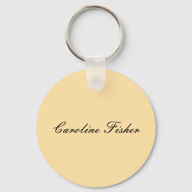 Classical Handwriting Plain Simple Beige Keychain (Front)
