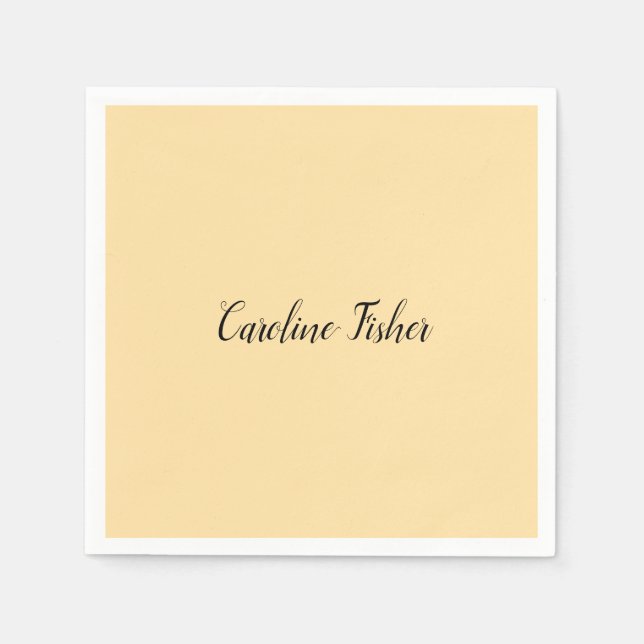 Classical Handwriting Plain Simple Beige Napkin (Front)