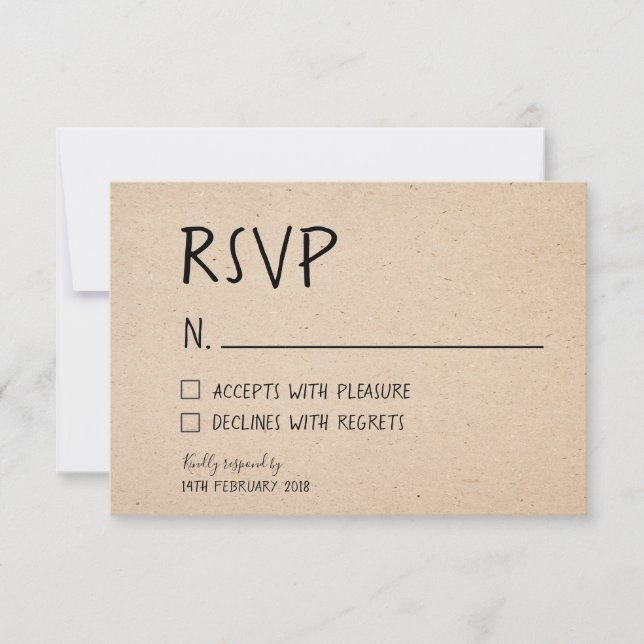 CLASSICAL HANDWRITTEN RSVP CARD - KRAFT PAPER (Front)