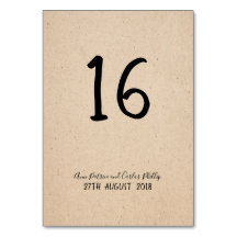 Classical handwritten Table number card