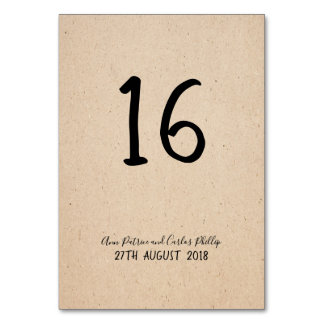 Classical handwritten Table number card
