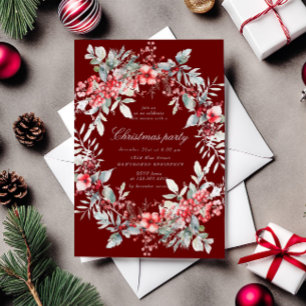 Classical Holiday Berries Christmas Party Invitation