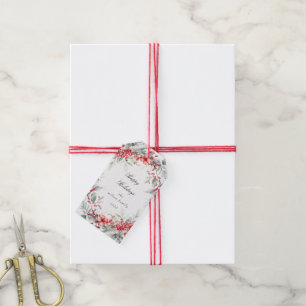 Classical Holiday Berries Monogram Gift Tags