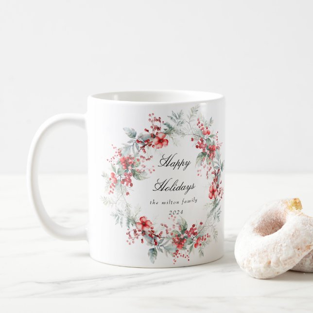 Classical Holiday Berries One Photo Coffee Mug (With Donut)