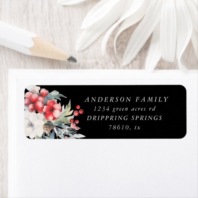 Classical Holiday Berries Return Address (Insitu)