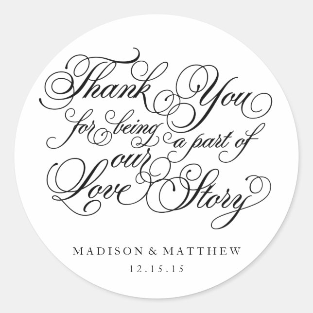 Classical Love Story | Wedding Favour Labels (Front)