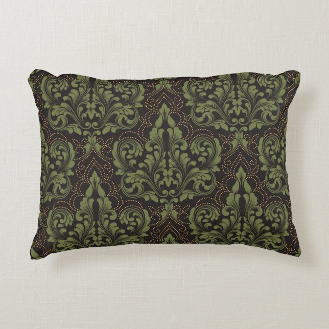 Classical luxury old fashioned damask ornament accent pillow (Front)