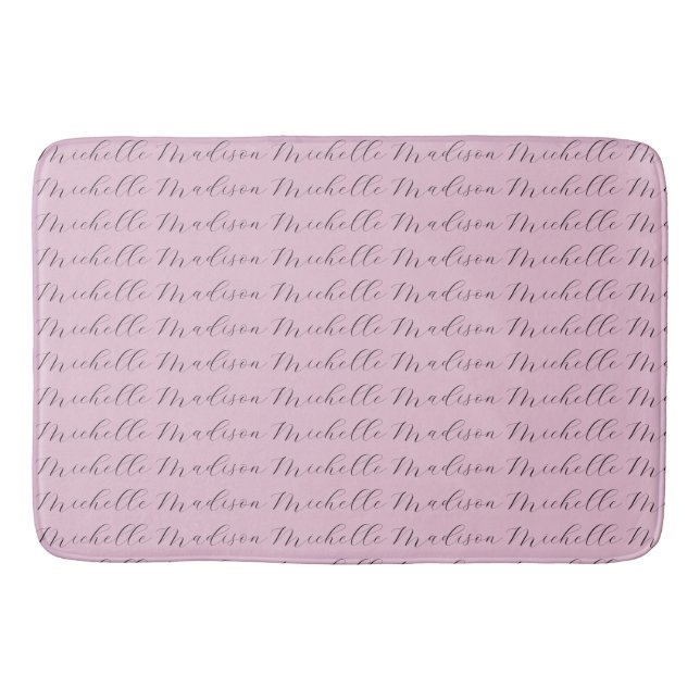 Classical Minimalist Name Handwriting Bath Mat (Front)