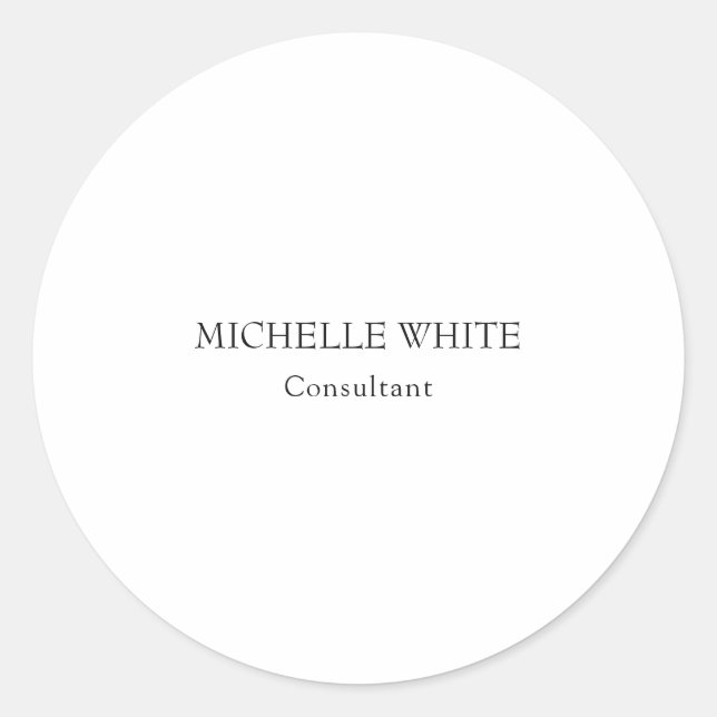 Classical Minimalist Professional Add Name Classic Round Sticker (Front)