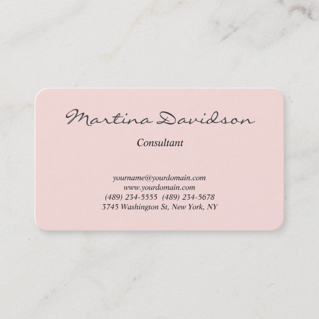 Classical Misty Rose Creative Handwriting Unique Business Card (Front)
