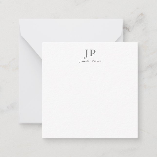 Classical Monogram Professional Grey White Chic Card (Front)