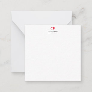 Classical Monogram Professional Plain Red White Card