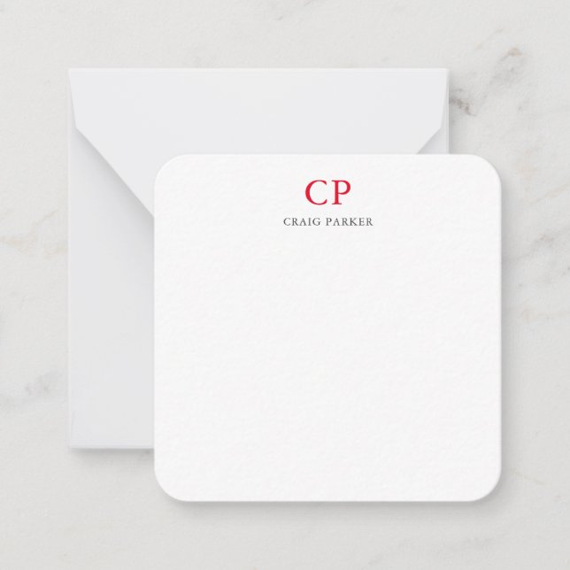 Classical Monogram Professional Plain Red White Card (Front)