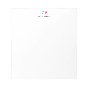 Classical Monogram Professional Plain Red White Notepad