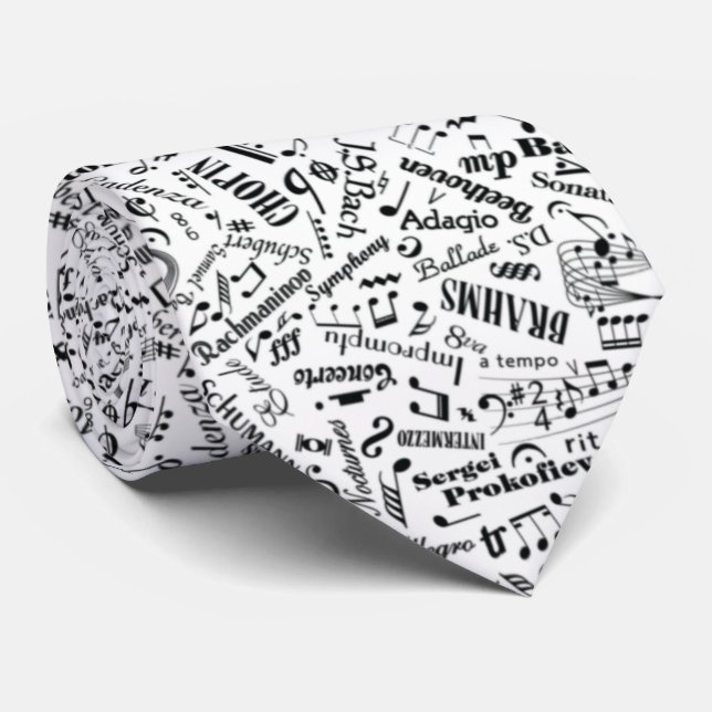 Classical Music Composers Notation Symbol White Tie (Rolled)