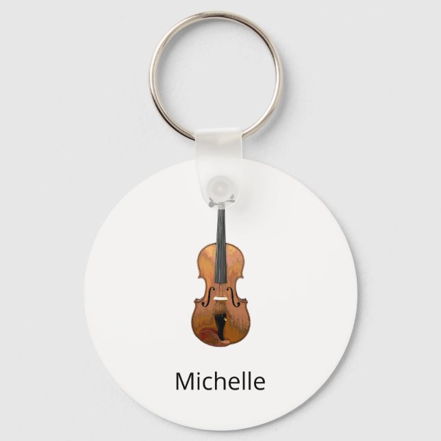 Classical Music Cute Violin Personalized Keychain (Front)