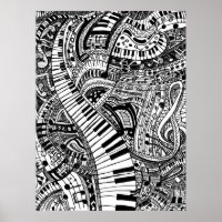 Classical music doodle with piano keyboard