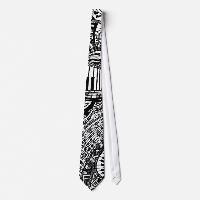 Classical music doodle with piano keyboard tie (Front)